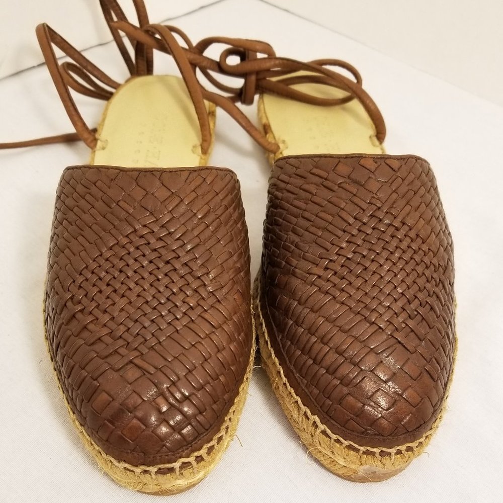 Cole Haan Resort Brown Weave Leather Sandal Flats